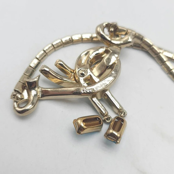 Coro Necklace Blue Rhinestones Dangle Art Deco Style Mid Century Necklace - Picture 5 of 7